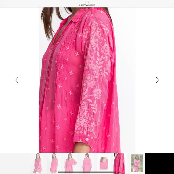 Johnny Was embroidered hot pink Marti Vera Tunic size XL - Picture 4 of 7